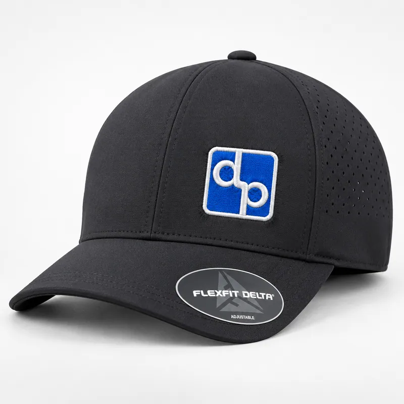 DisplayPrep Flexfit Delta Snapback Cap, black, embroidered logo